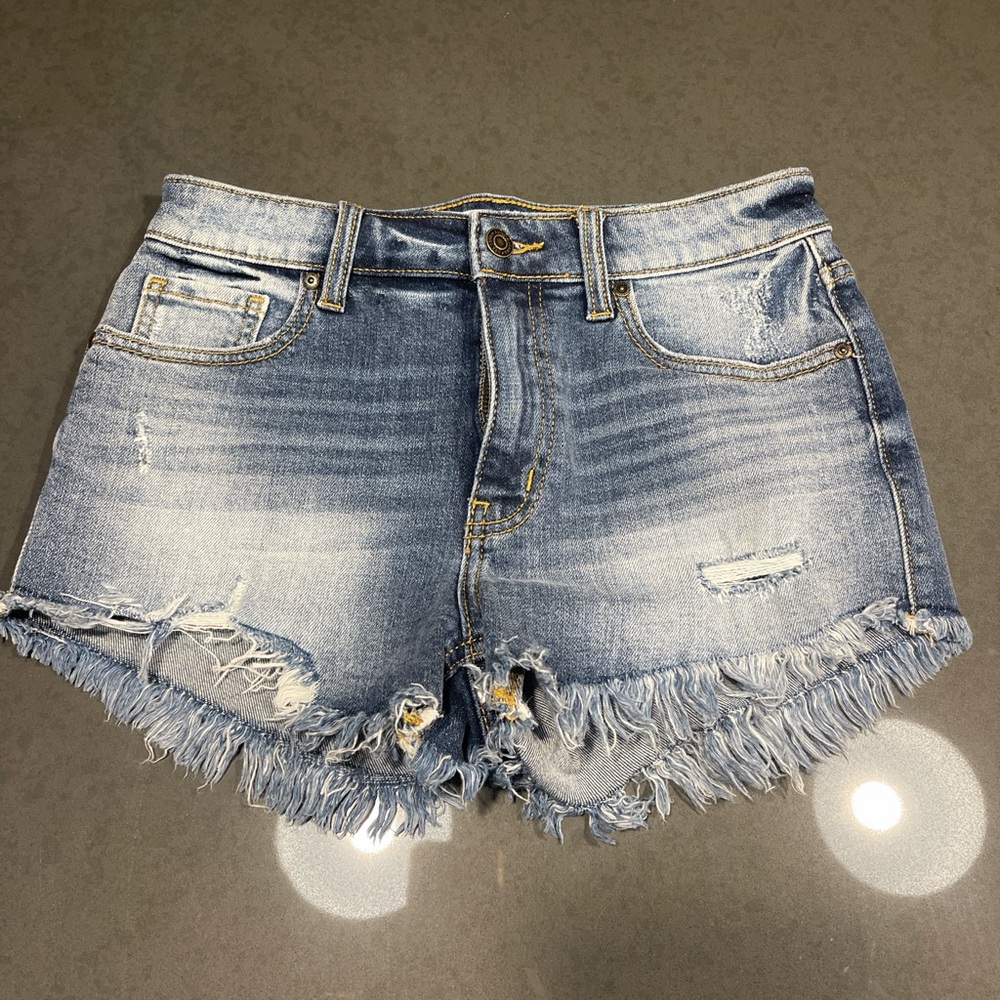 Denim Frayed Hem Women Shorts